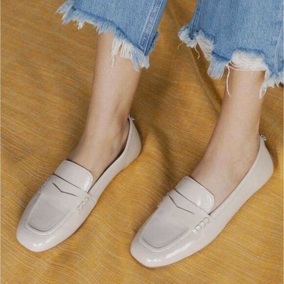 Sam Edelman Shoes - SAM EDELMAN Tucker Penny Loafers Patent Leather Clay Tan Cream Sz 8.5